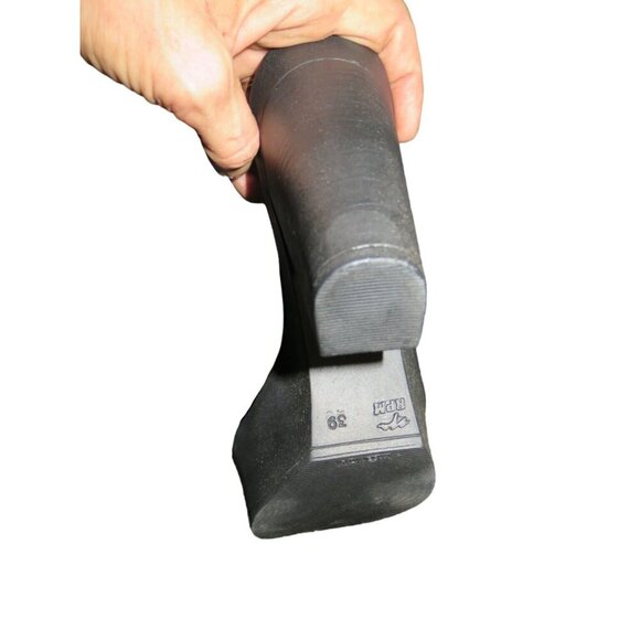 Nikta Black Suede Stacked Chunky Heel Platforms NIB available in sizes 9 and 10 - Picture 7 of 13